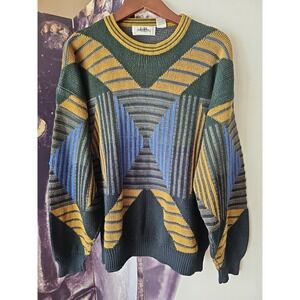 Vintage 80's UNION PIER SPORTSWEAR Men's‎ Multicolor Crew Neck Pullover Size L